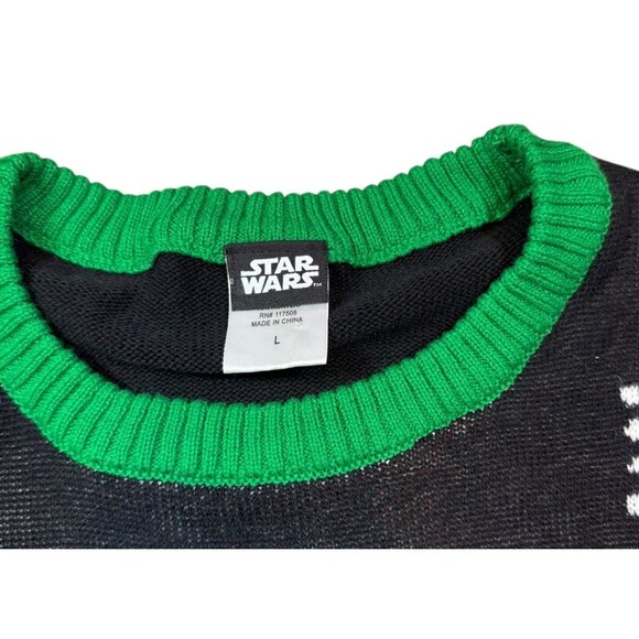 Star Wars Mens Size Large Darth Vader Ugly Christmas Sweater Green Trim Holiday - Picture 2 of 6